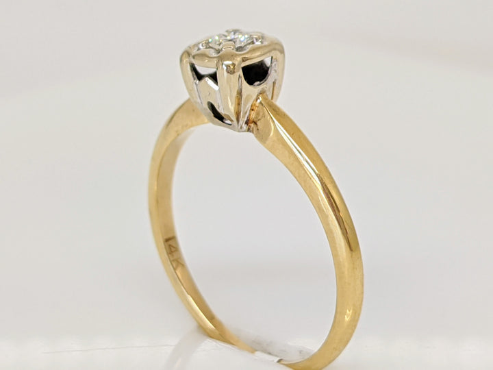 14K .10 CARAT TOTAL SI1 I ROUND DIAMOND ILLUSION HEAD SOLITAIRE ESTATE RING 2.0 GRAMS