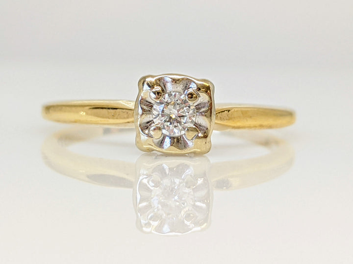 14K .10 CARAT TOTAL SI1 I ROUND DIAMOND ILLUSION HEAD SOLITAIRE ESTATE RING 2.0 GRAMS