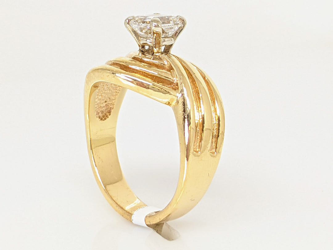 14K .95 CARAT TOTAL SI2 G DIAMOND PRINCESS CUT STEP CUT BYPASS ESTATE RING 7.0 GRAMS