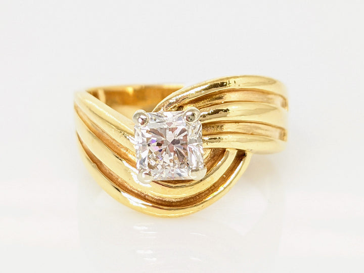 14K .95 CARAT TOTAL SI2 G DIAMOND PRINCESS CUT STEP CUT BYPASS ESTATE RING 7.0 GRAMS