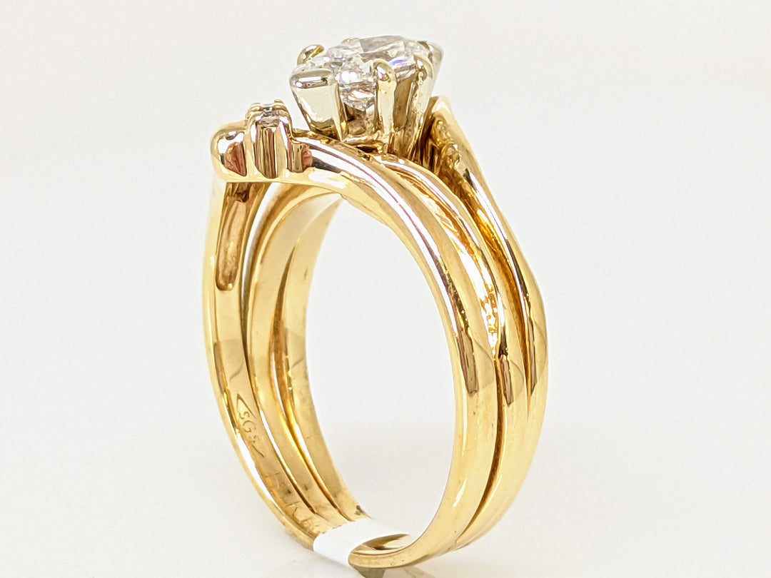 14K .47 CARAT TOTAL I1 I DIAMOND MARQUISE CUT WITH 10K BAND AND (2) ROUND ESTATE RING 3.7 GRAMS