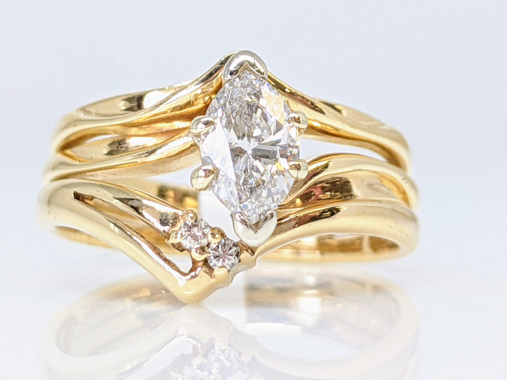 14K .47 CARAT TOTAL I1 I DIAMOND MARQUISE CUT WITH 10K BAND AND (2) ROUND ESTATE RING 3.7 GRAMS