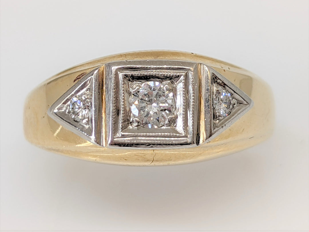 14K2 .29 CARAT TOTAL WEIGHT I1 H DIAMOND ROUND (3) SQUARE TOP WITH TRIANGLES ESTATE RING 7.0 GRAMS