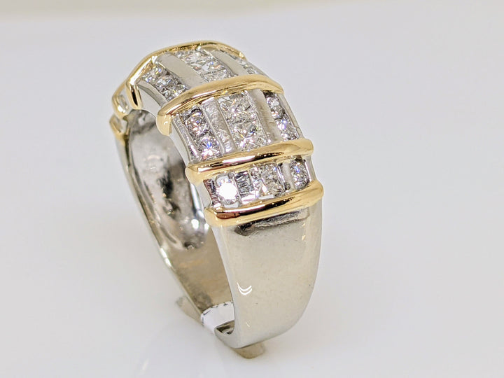 14K2 1.26 CARAT TOTAL WEIGHT SI2 G DIAMOND PRINCESS CUT (9) ROUND (18) ESTATE BAND 5.6 GRAMS