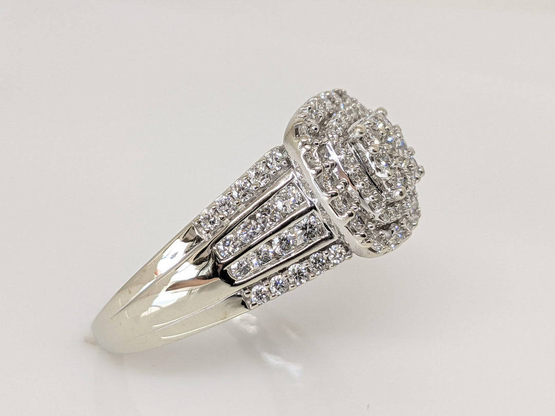 10KW 1.00 CARAT TOTAL WEIGHT I1 G DIAMOND ROUND (89) HALO CLUSTER ESTATE RING 4.1 GRAMS