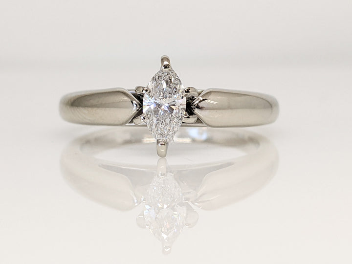 14KW .38 CARAT TOTAL I1 F DIAMOND MARQUISE SOLITAIRE ESTATE RING 5.2 GRAMS