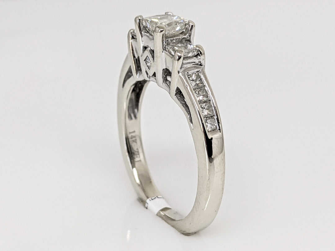 14K WHITE 2.23 CARAT TOTAL WEIGHT SI2 I DIAMOND PRINCESS CUT WITH (52) ROUND HALO ESTATE RING 5.1 GRAMS