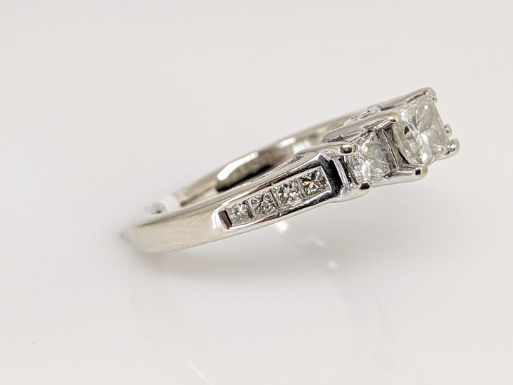 14K WHITE 2.23 CARAT TOTAL WEIGHT SI2 I DIAMOND PRINCESS CUT WITH (52) ROUND HALO ESTATE RING 5.1 GRAMS
