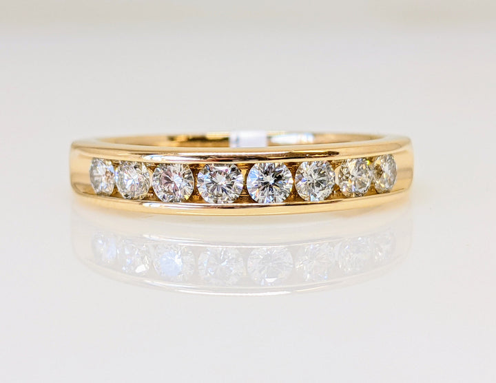14K .47 CARAT TOTAL WEIGHT SI1 H DIAMOND ROUND (8) CHANNEL SET ESTATE BAND 3.2 GRAMS