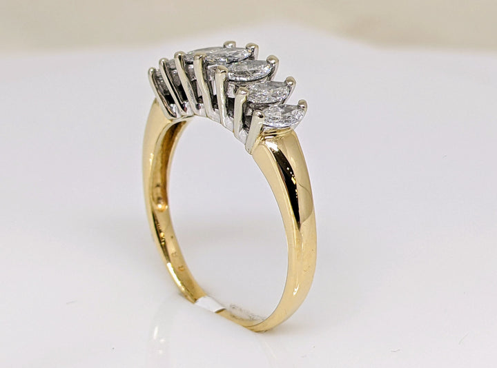 14KW .99 CARAT TOTAL WEIGHT PROMOTIONAL DIAMOND MARQUISE (7) ESTATE RING 3.5 GRAMS
