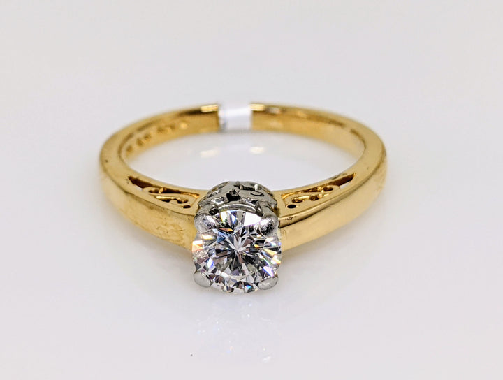 18K2 .65 CARAT TOTAL SI1 H DIAMOND ROUND SOLITAIRE ESTATE RING 4.5 GRAMS
