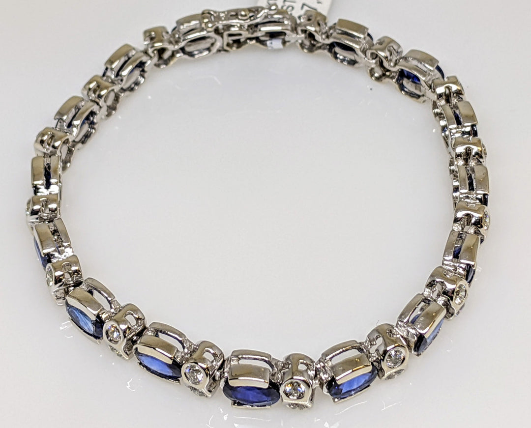 14KW SAPPHIRE "AA" OVAL 5X7 (16) WITH 1.92 DIAMOND TOTAL WEIGHT ESTATE BRACELET 22.7 GRAMS