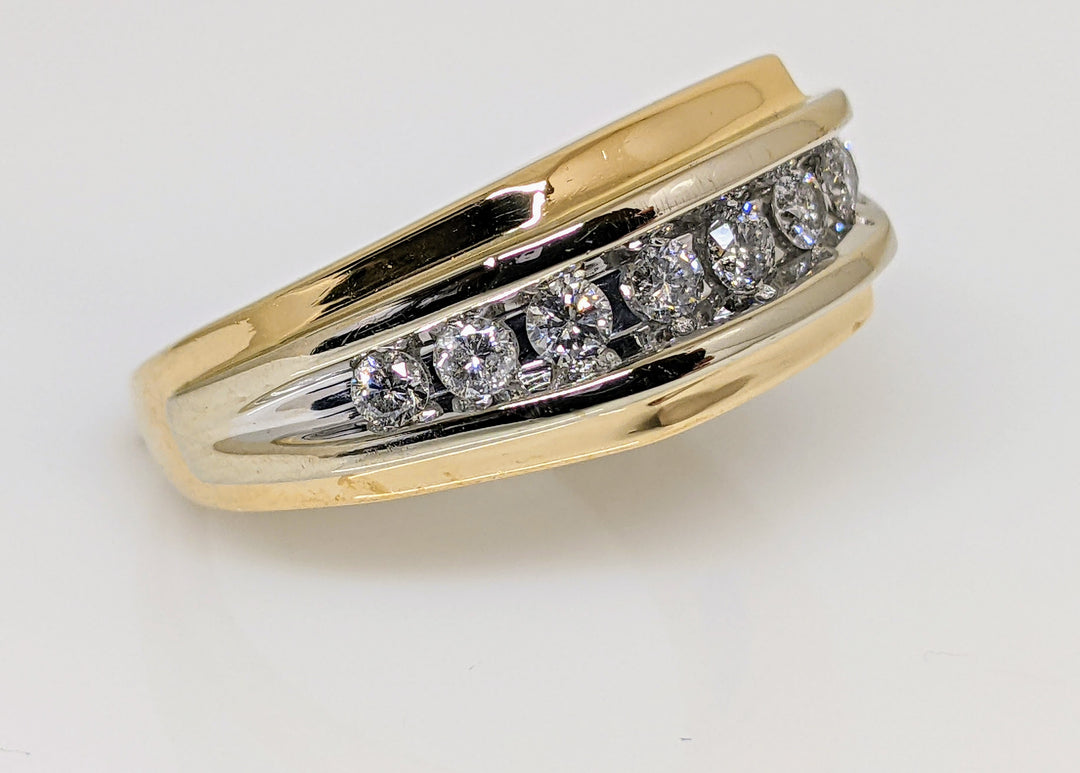 14K .45 CARAT TOTAL WEIGHT DIAMOND ROUND (9) PRONG/CHANNEL SET ESTATE BAND 8.5 GRAMS