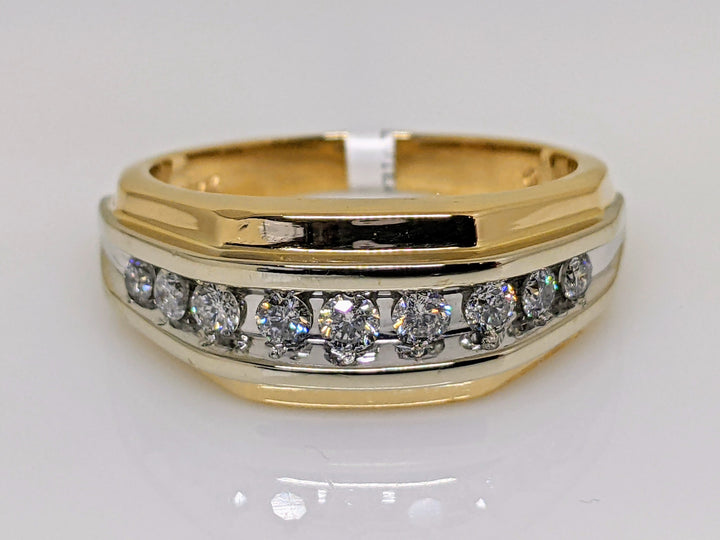 14K .45 CARAT TOTAL WEIGHT DIAMOND ROUND (9) PRONG/CHANNEL SET ESTATE BAND 8.5 GRAMS