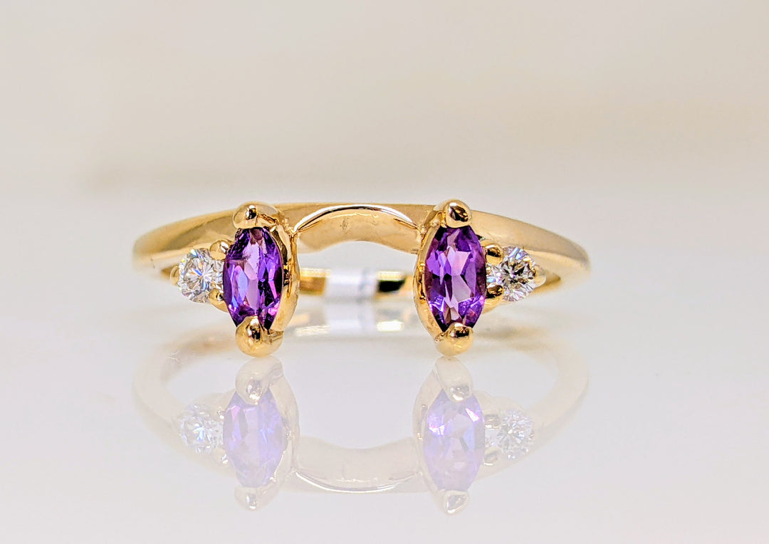 14K AMETHYST MARQUISE 2.5X5 WITH .06 DIAMOND TOTAL WEIGHT ESTATE WRAP 2.4 GRAMS