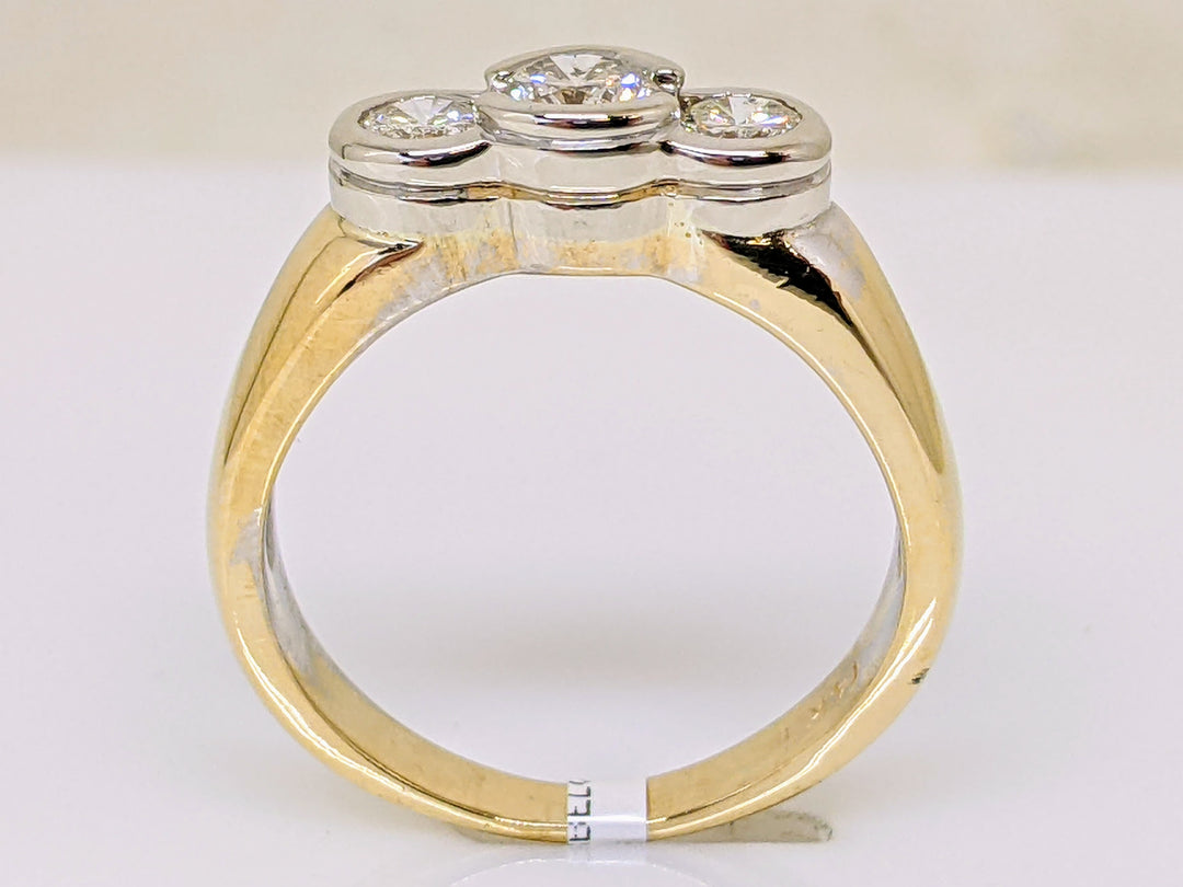 14k 1.00 CARAT TOTAL WEIGHT I1 I DIAMOND ROUND (3) BEZEL SET TRINITY ESTATE RING 5.6 GRAMS
