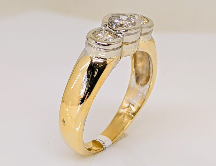 14k 1.00 CARAT TOTAL WEIGHT I1 I DIAMOND ROUND (3) BEZEL SET TRINITY ESTATE RING 5.6 GRAMS
