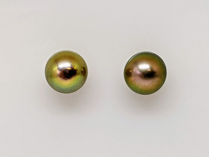14k DYED PEARL ROUND 7.5MM STUD ESTATE EARRINGS 1.4 GRAMS
