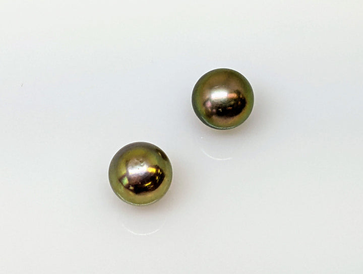 14k DYED PEARL ROUND 7.5MM STUD ESTATE EARRINGS 1.4 GRAMS
