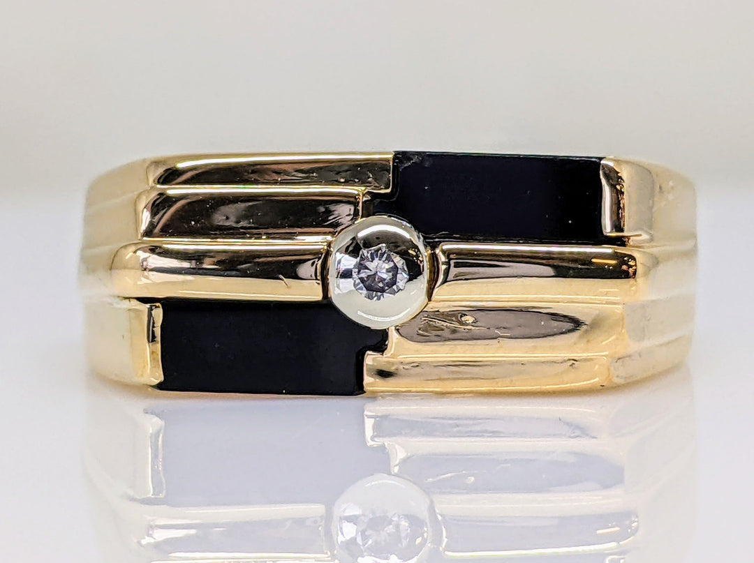 14k ONYX BAR (2) WITH GOLD AND MELEE ESTATE RING 9.5 GRAMS