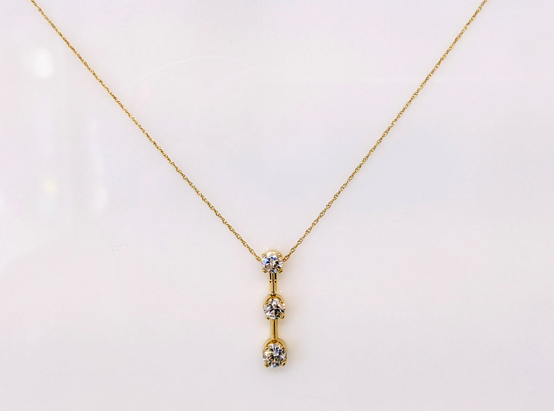 14k .98 CARAT TOTAL WEIGHT I1 I DIAMOND ROUND (3) DROPE STYLE TRINITY ESTATE PENDANT & CHAIN 2.3 GRAMS