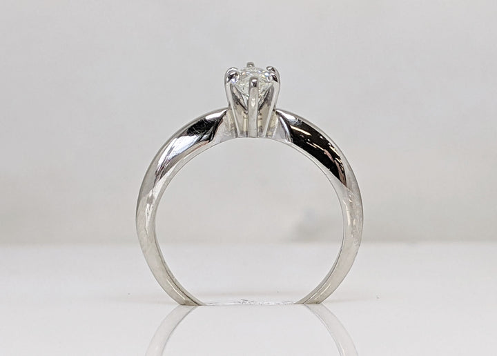 14kW .35 CARAT TOTAL SI1 K DIAMOND MARQUISE SOLITAIRE ESTATE RING 2.0G