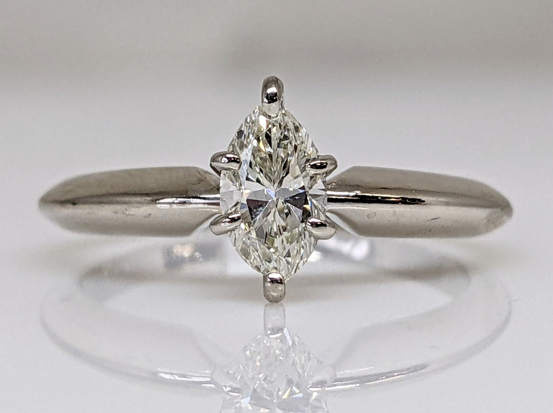 14kW .35 CARAT TOTAL SI1 K DIAMOND MARQUISE SOLITAIRE ESTATE RING 2.0G
