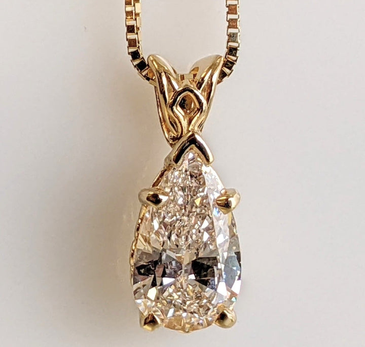14k 1.94 CARAT TOTAL WEIGHT VS2 J DIAMOND PEAR PENDANT AND CHAIN 4.2 GRAMS