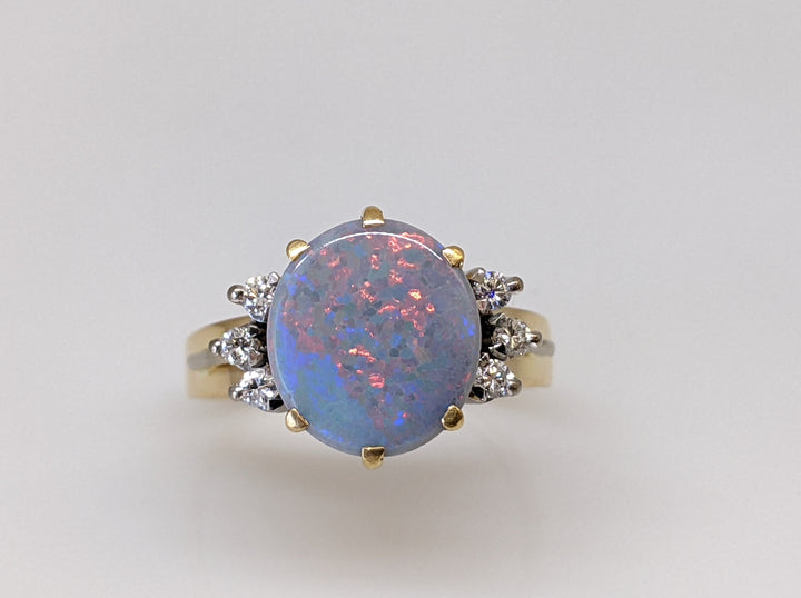 18K OPAL "AA" OVAL 11.5X10 WITH .20 DIAMOND TOTAL WEIGHT 5.3 GRAMS