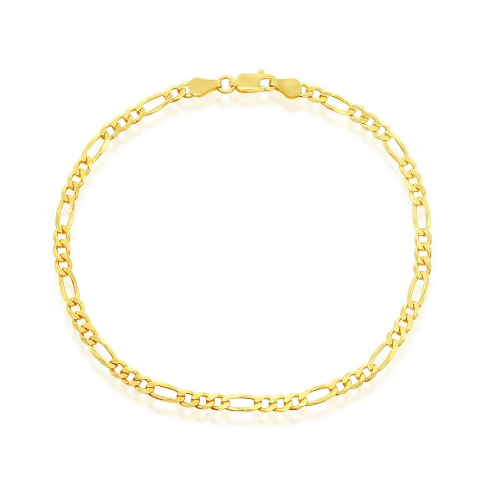 Sterling Silver 3.5mm Figaro Anklet - Gold Plated
