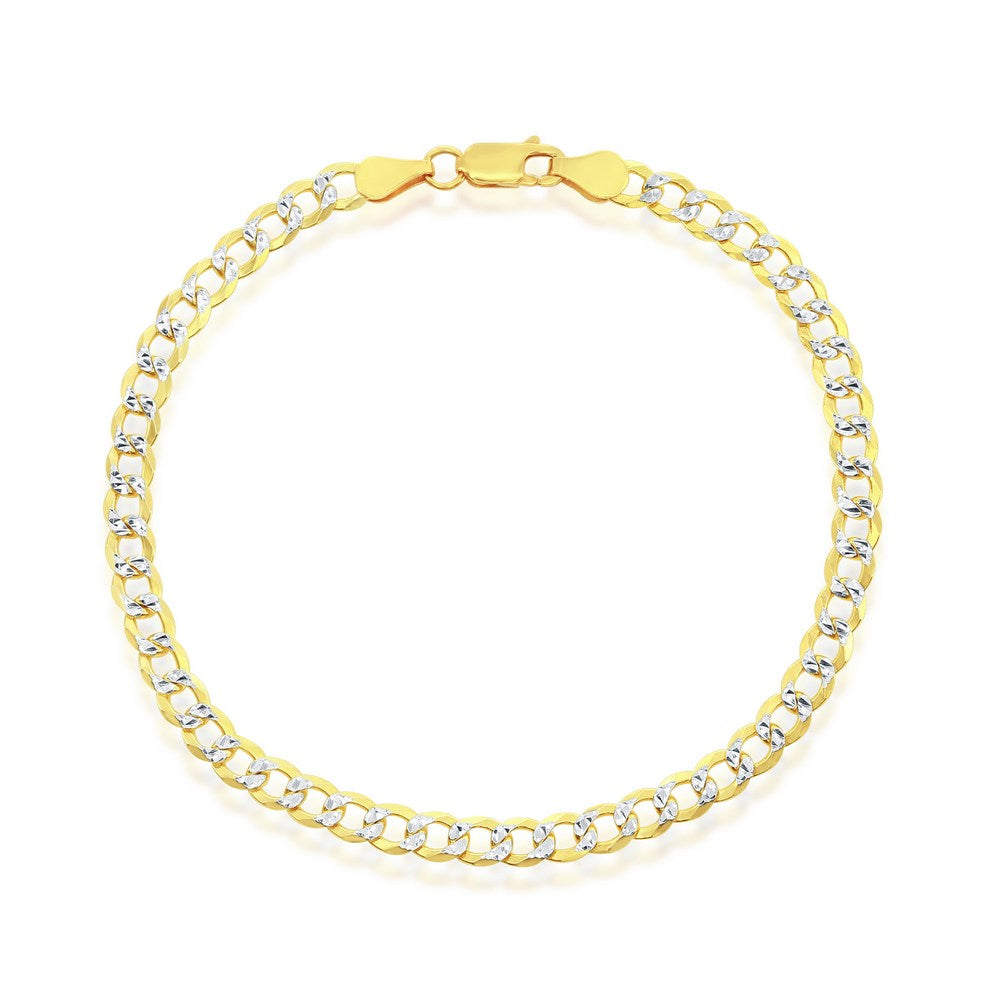 Sterling Silver 5mm Pave Cuban Anklet - Gold Plated
