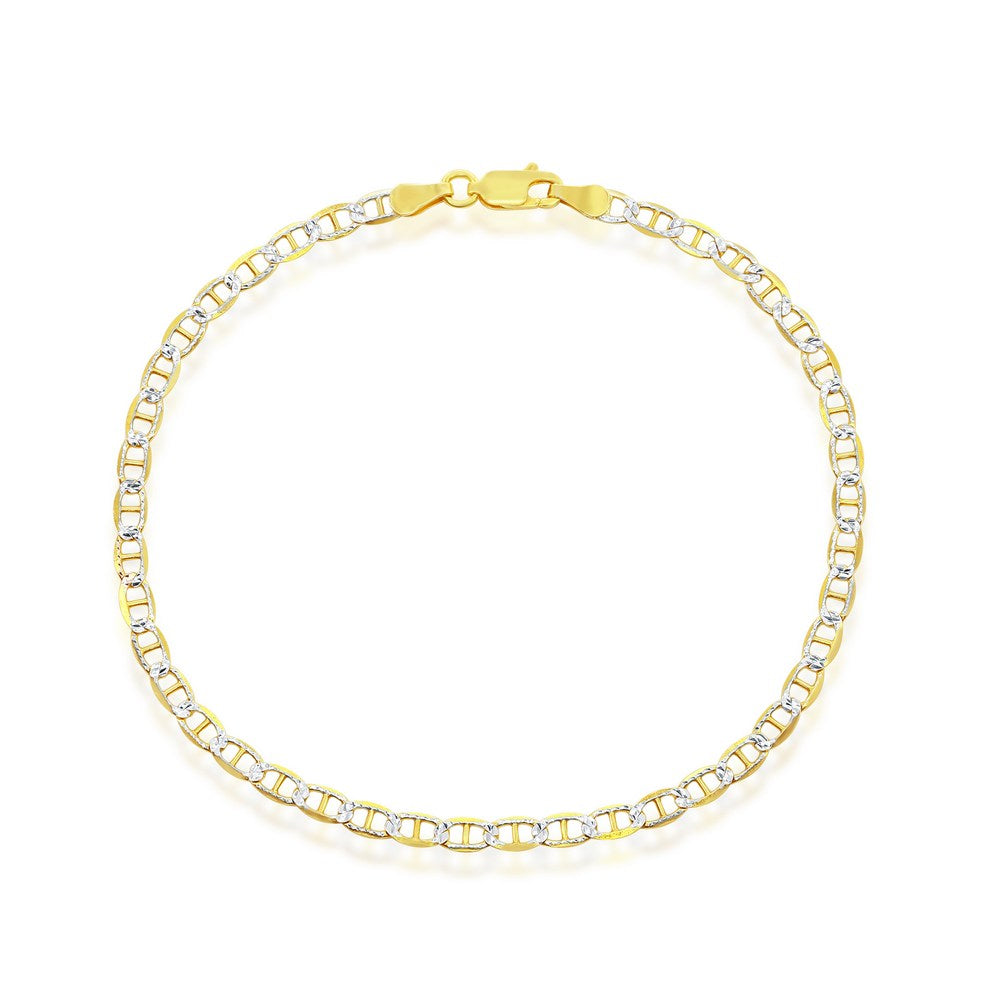 Sterling Silver 3.5mm Pave Marina Anklet - Gold Plated