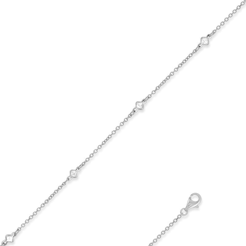 Sterling Silver Anklet W/ 5 CZ's