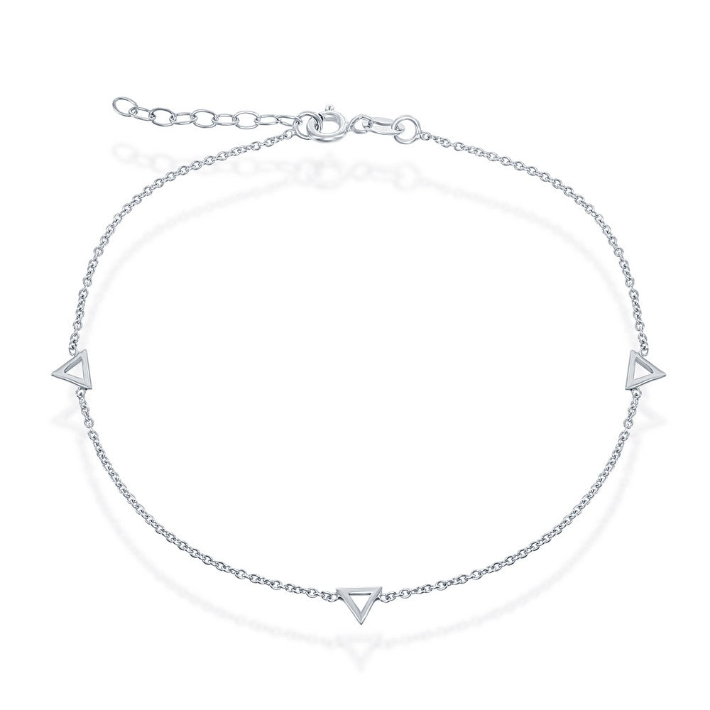 Sterling Silver Open Triangle Anklet