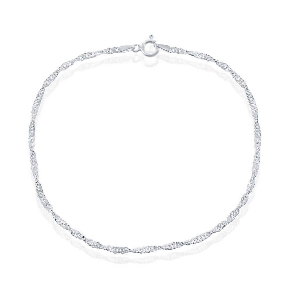 Sterling Silver 2mm Singapore Anklet