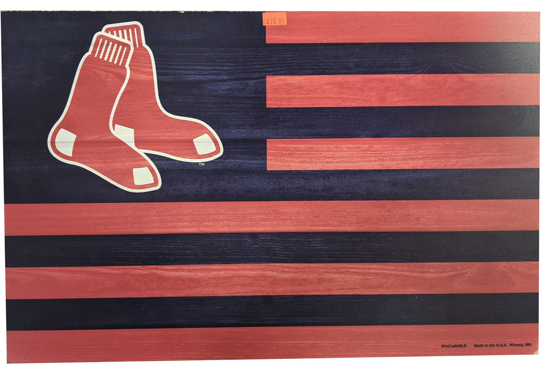 Red Sox Flag Wooden Sign