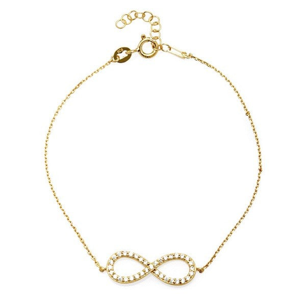 Sterling Silver CZ Infinity Bracelet - Gold Plated