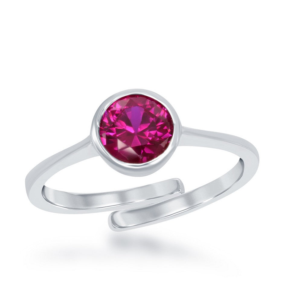 July Created CZ Ruby Bezel Set Ring