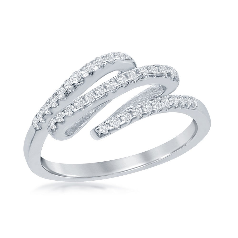 Sterling Silver Triple CZ Row Ring