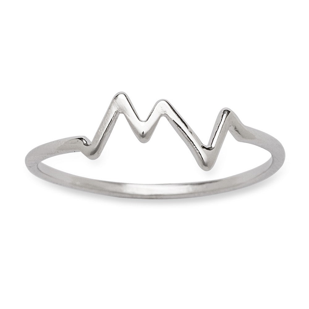 Sterling Silver Small Heartbeat Ring