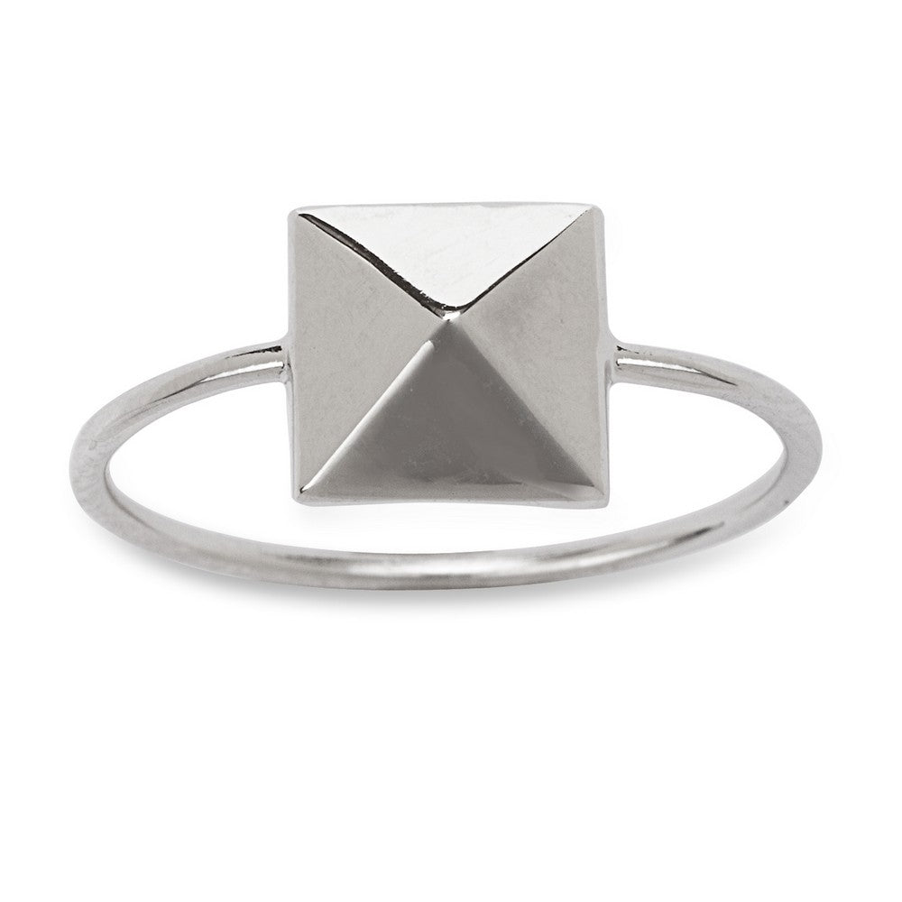 Sterling Silver Pyramid Style Square Ring