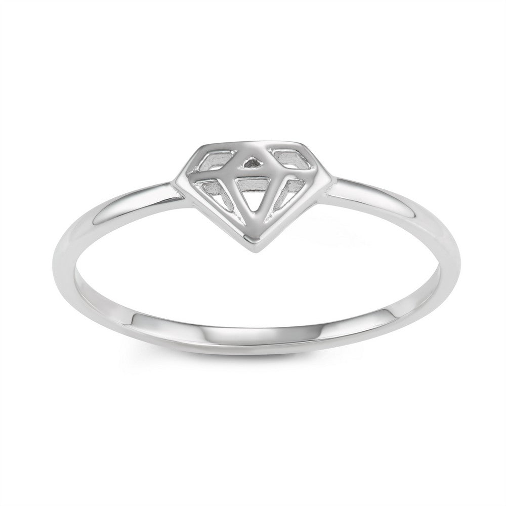 Sterling Silver Diamond Shaped Design Ring