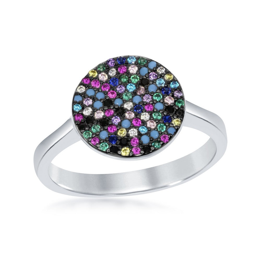Sterling Silver Round Multi-Color CZ Ring