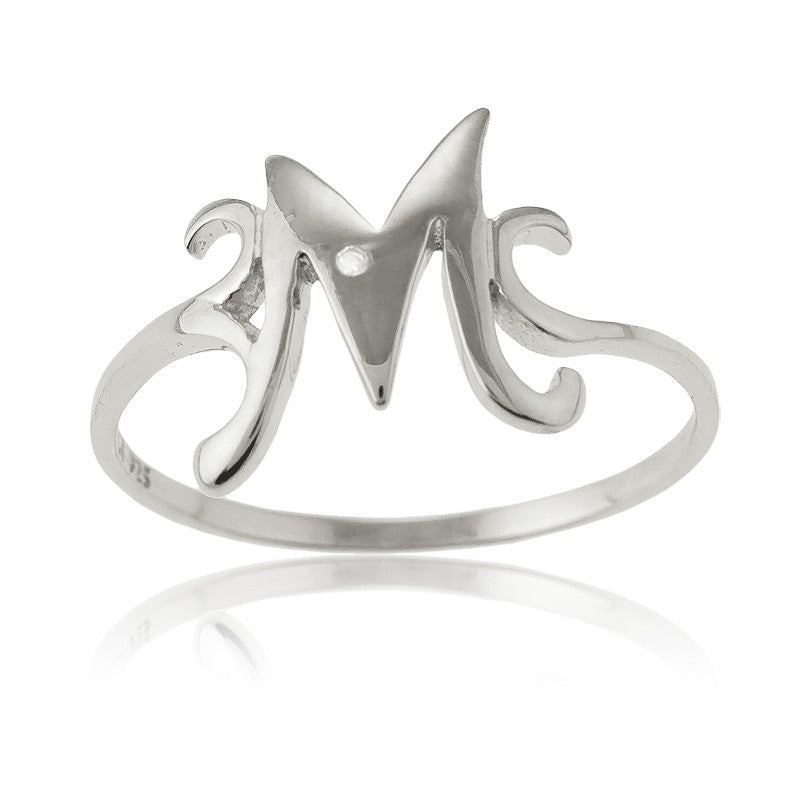 Sterling Silver Single CZ "M" Ring