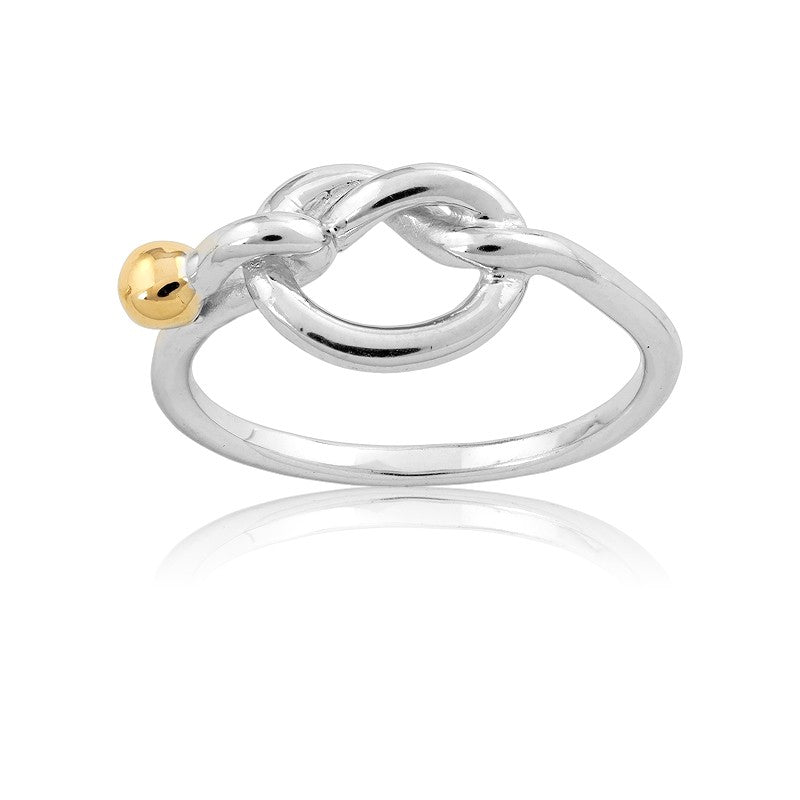 Sterling Silver Love Knot w/GP Bead Ring
