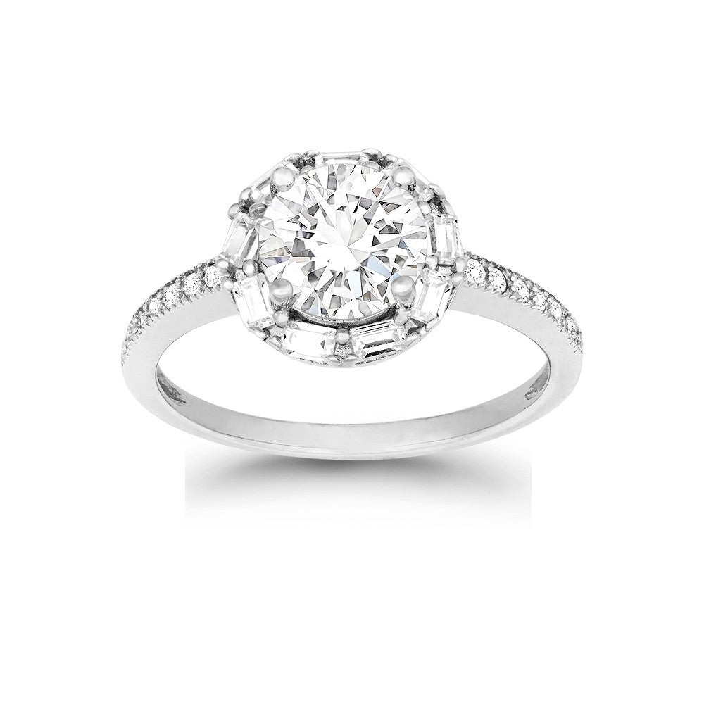 Sterling Silver Halo Style CZ Engagement Ring