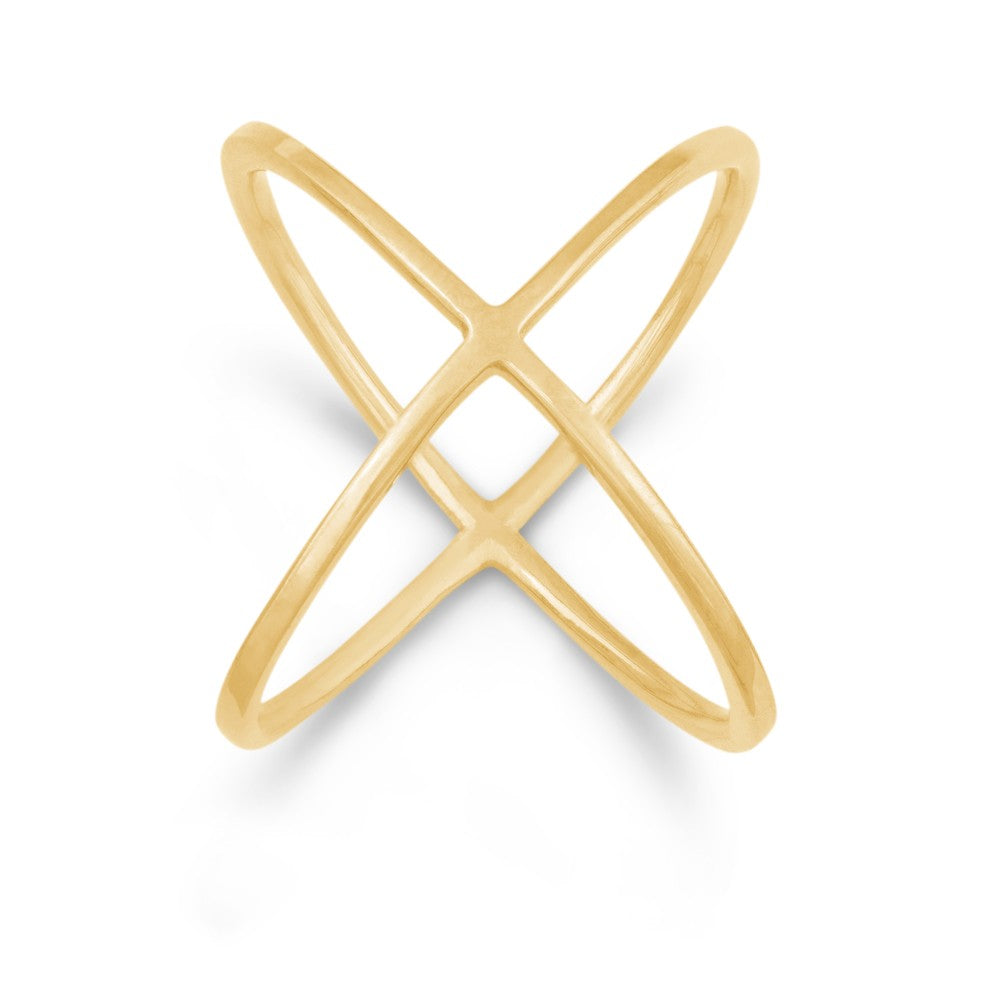Sterling Silver X Style Ring - Gold Plated