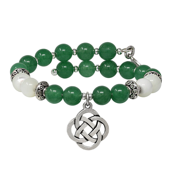 Celtic Knot Green Aventurine Beaded Charm Wrap