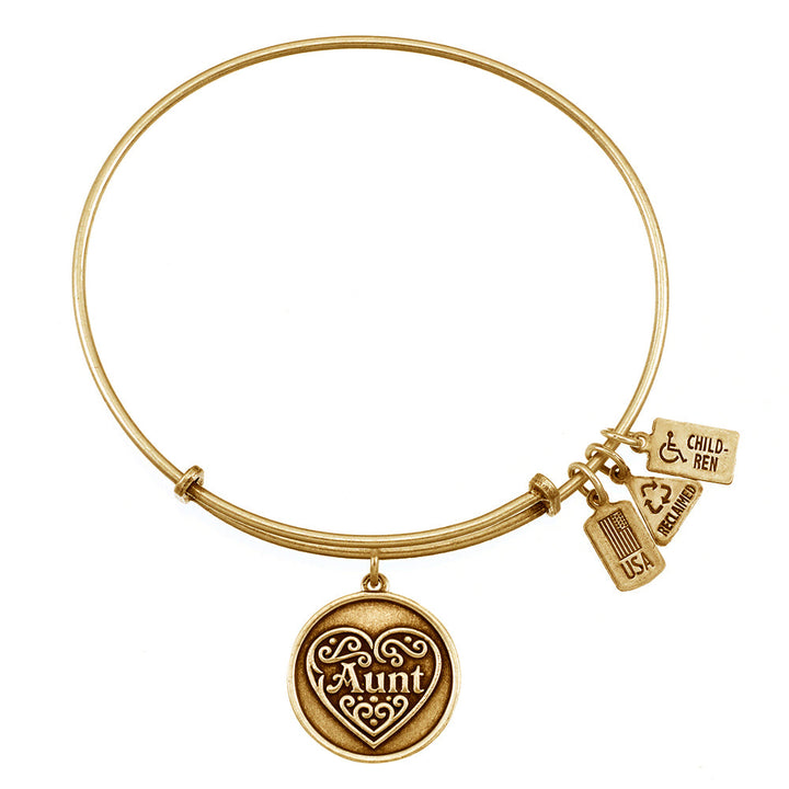 Aunt Filigree Heart Charm Bangle