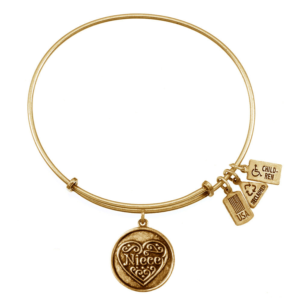 Niece Filigree Heart Charm Bangle